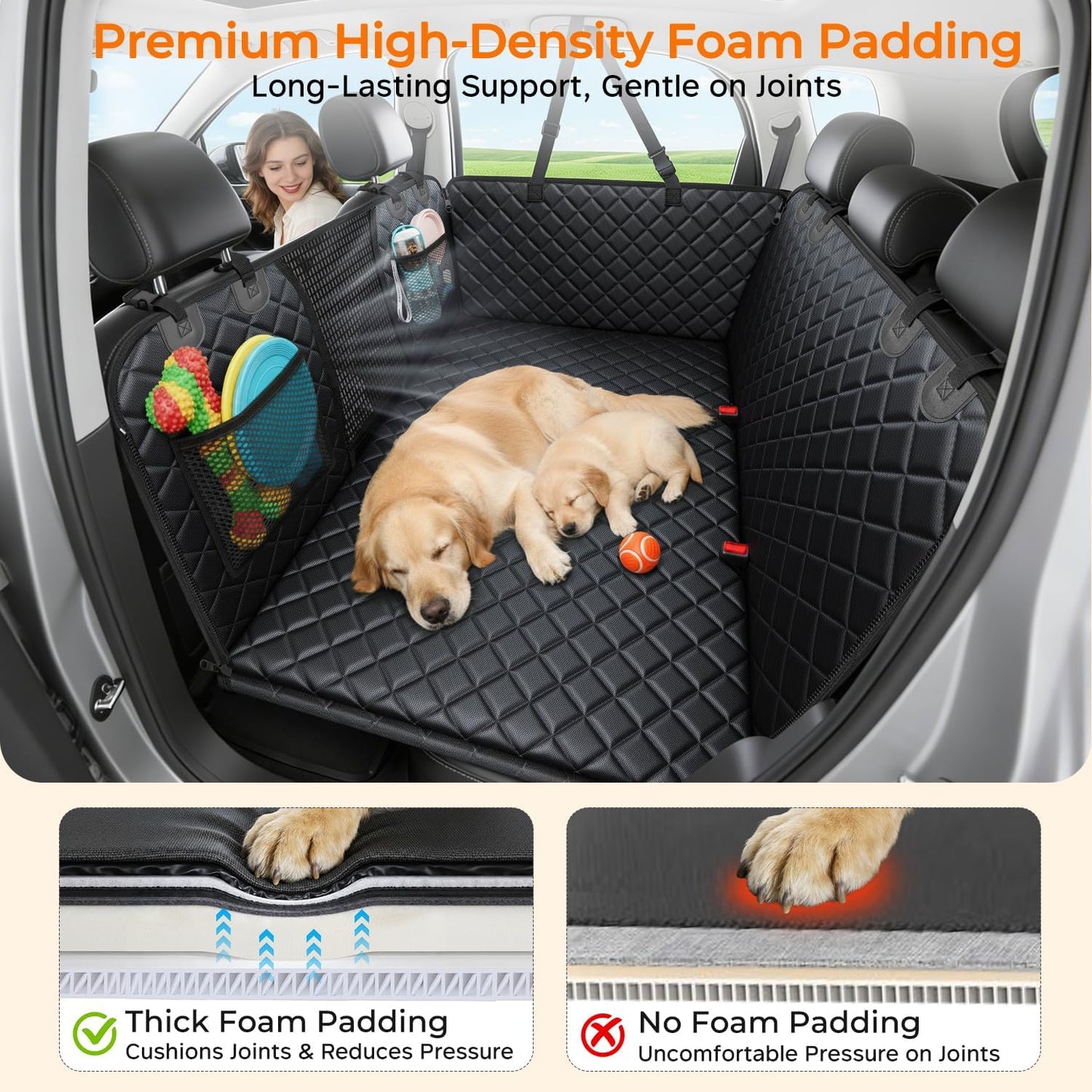 2026 Upgraded Back Seat Extender for Dogs - Large Hard