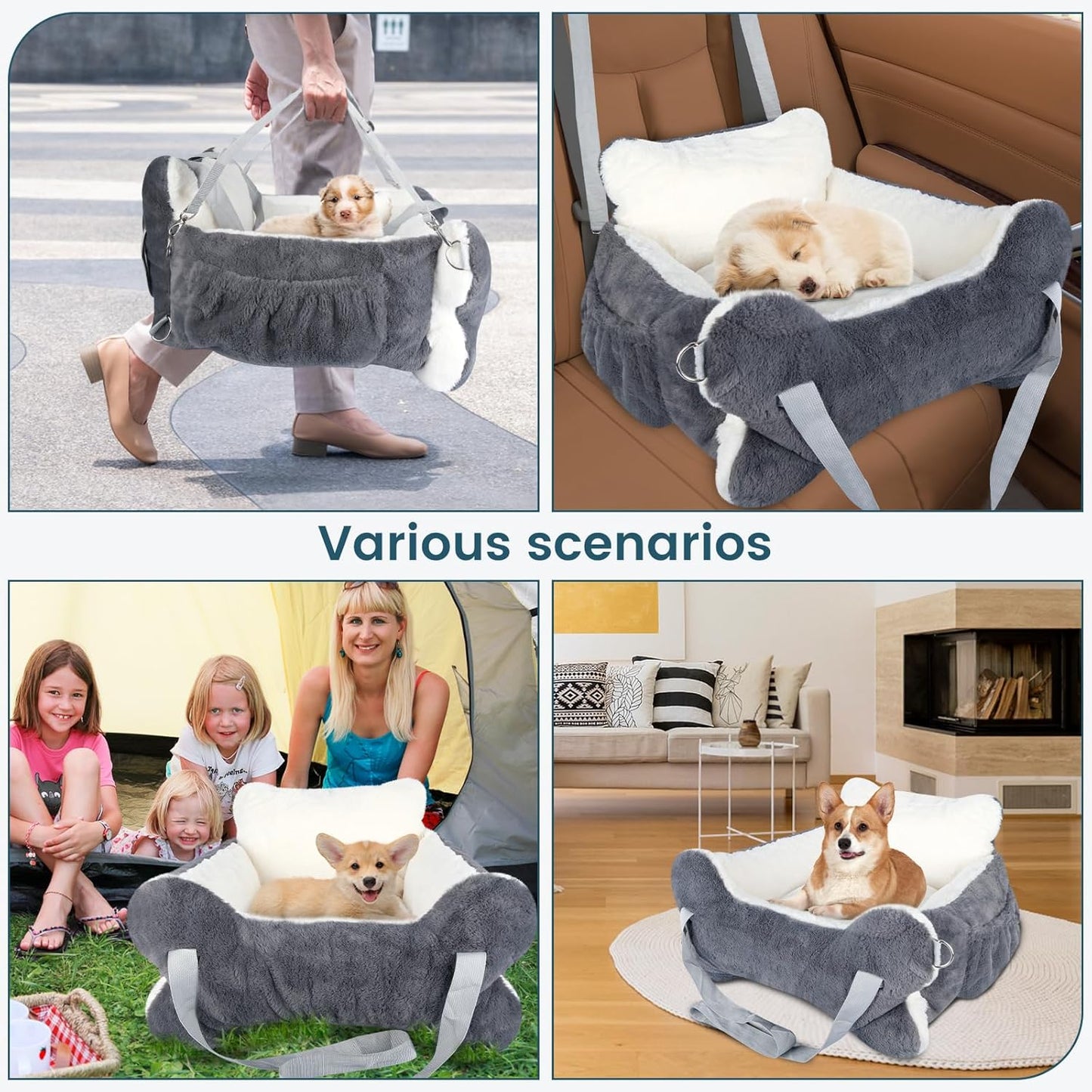 25.5"x24.3"x11" Dog Car Seat for Small Dogs & Cats, Dog