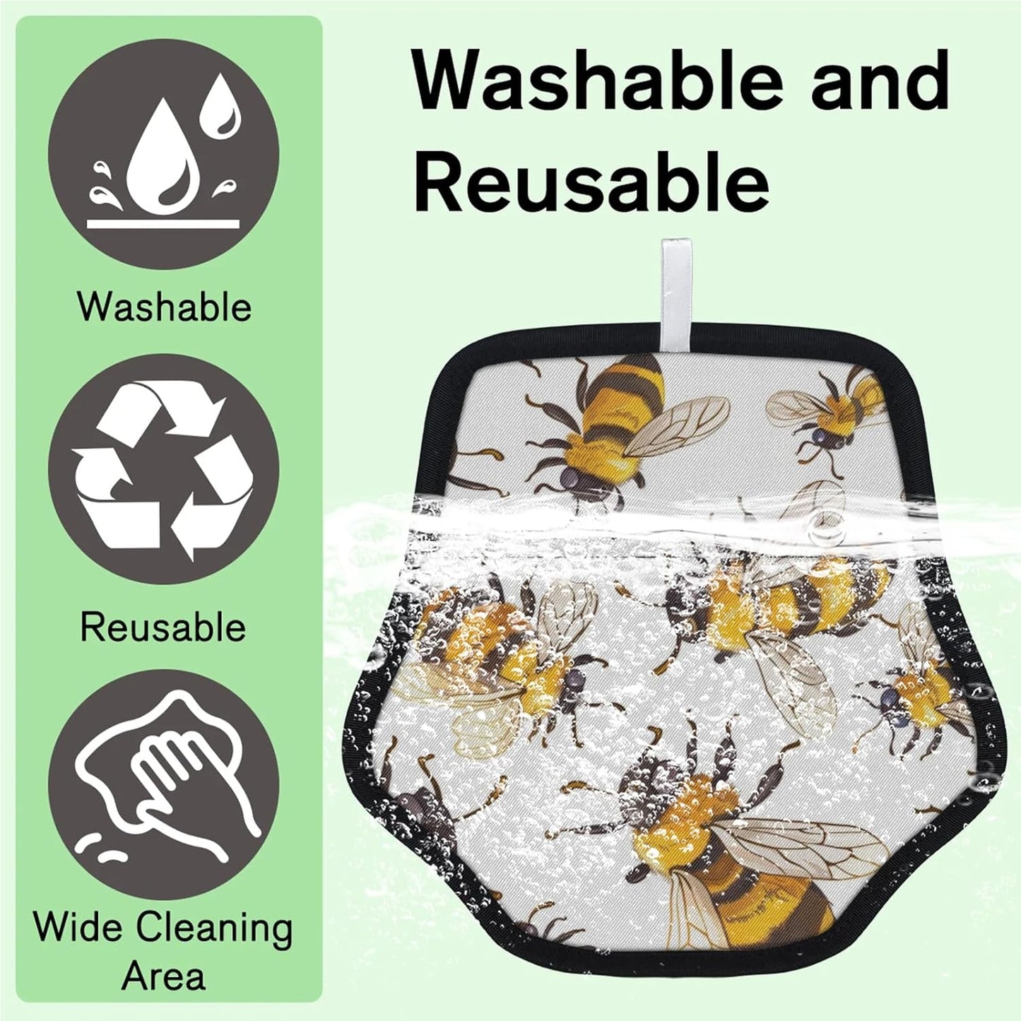 Cute Bee 2Pcs Electrostatic Reusable Pet Hair Removal