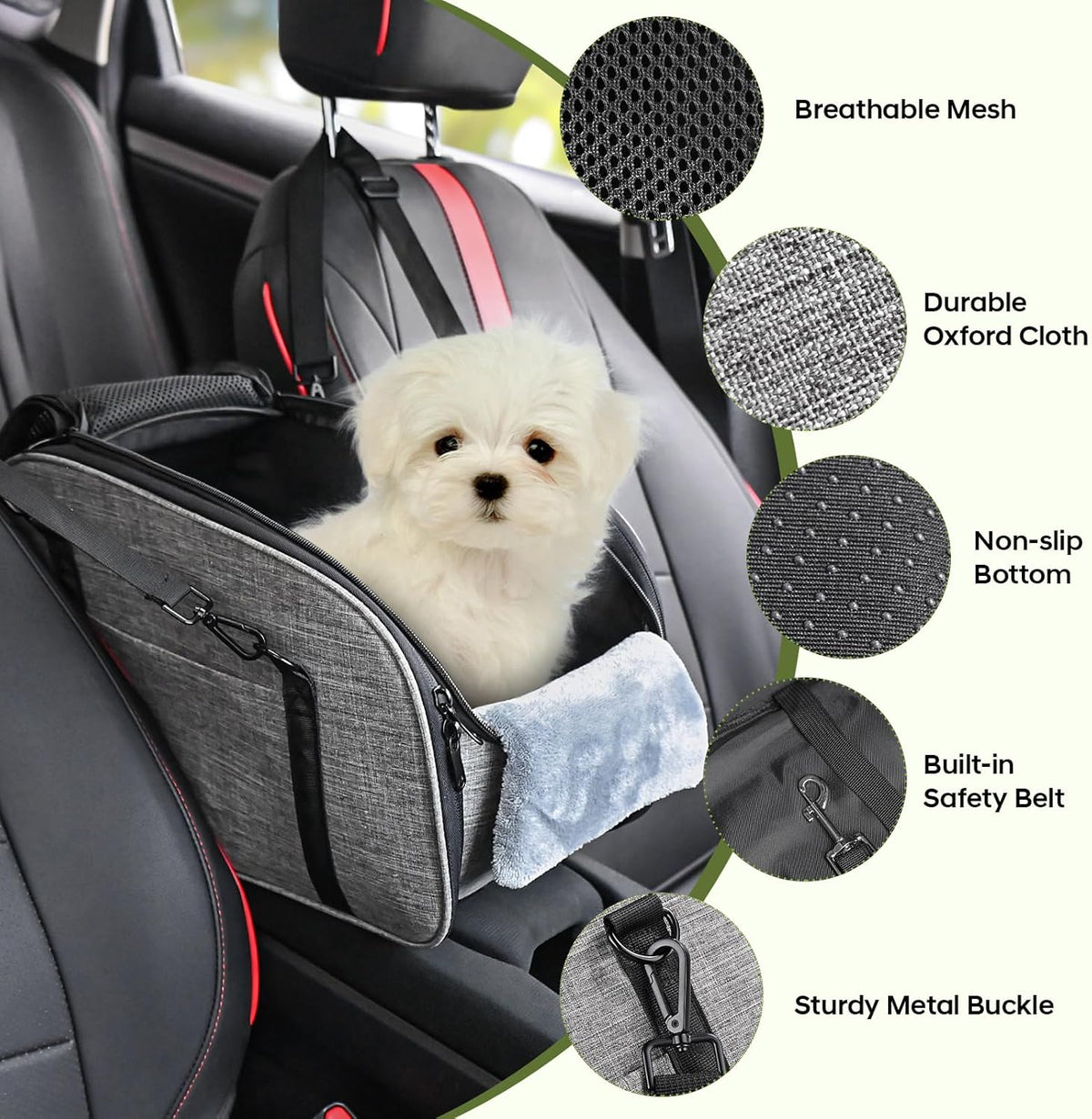 Dog Car Seat for Small Dog - Center Console Dog Car Seat