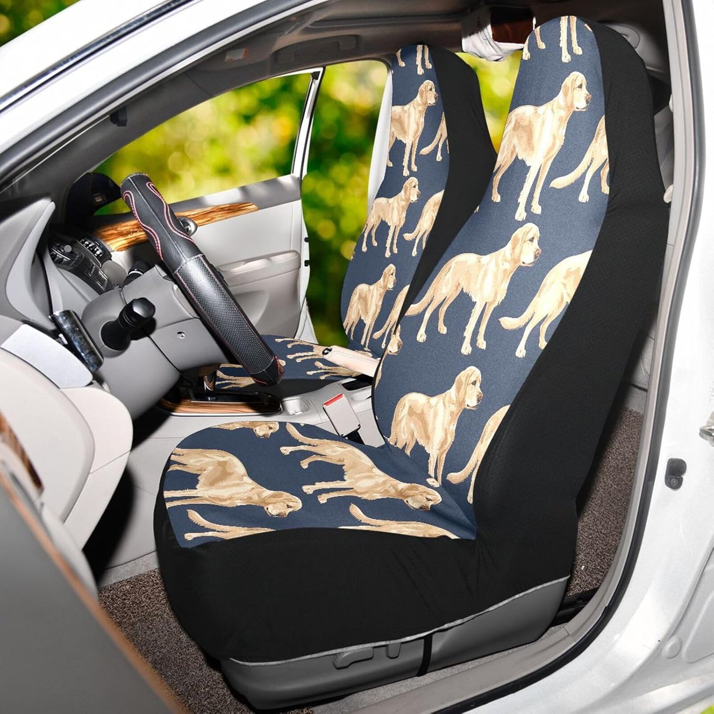 1PC Car Seat Cover Labrador Golden Retriever Dogs Front