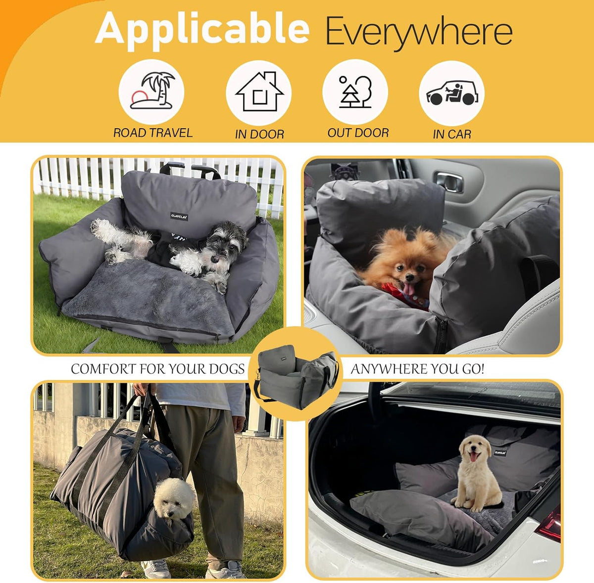 4-in-1 Dog Car Seat, Convertible Pet Booster Seat for Small