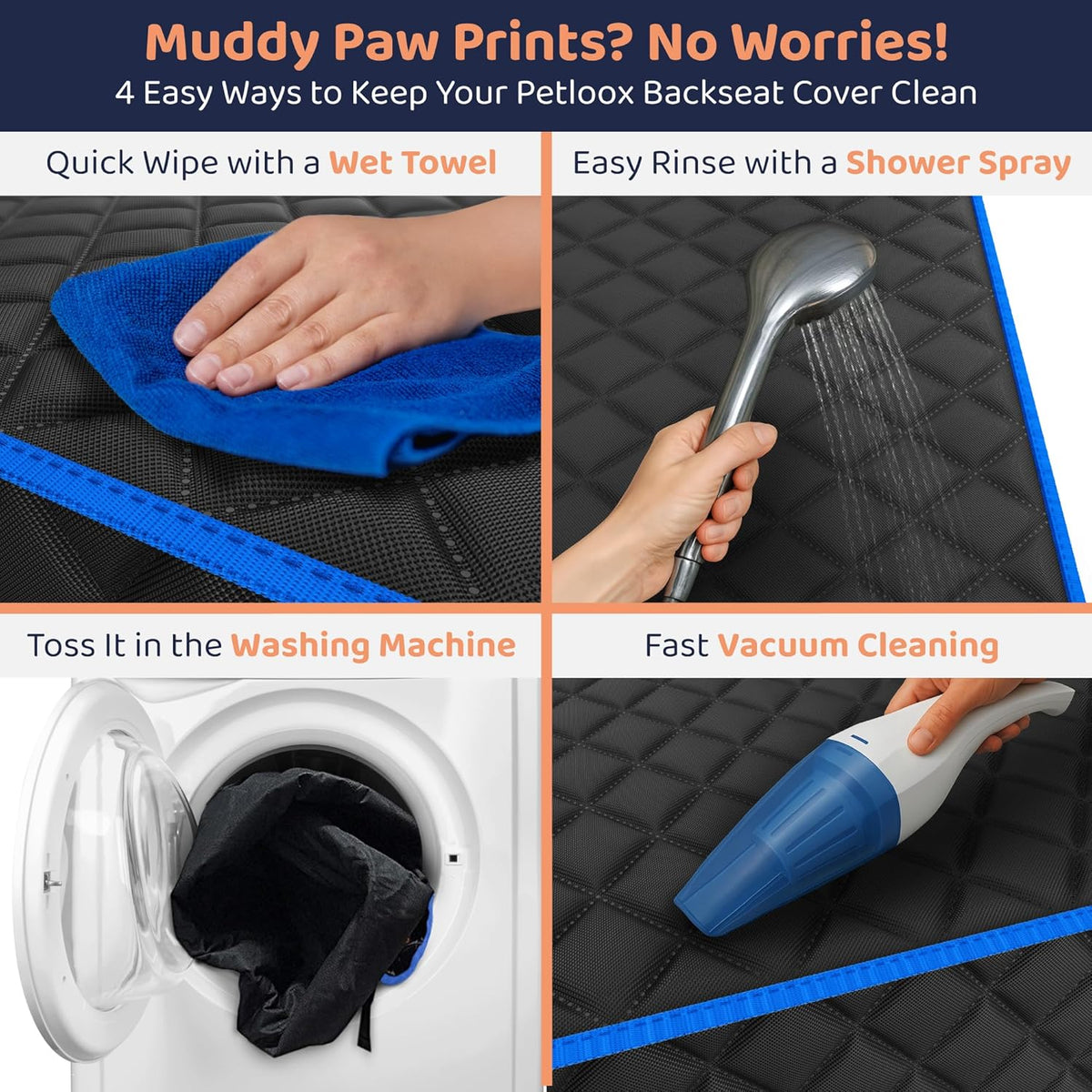 Dog Car Seat Cover for Back Seat, Waterproof Hammock for