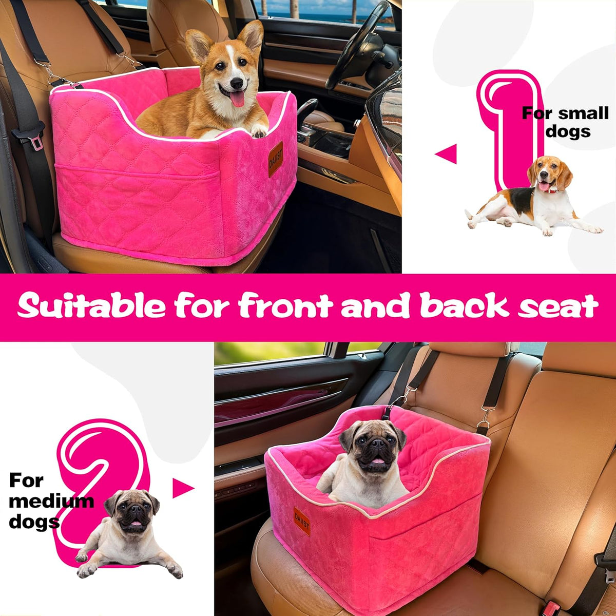 Dog Car Seat for Small Dogs, Memory Foam Dog Booster Seat