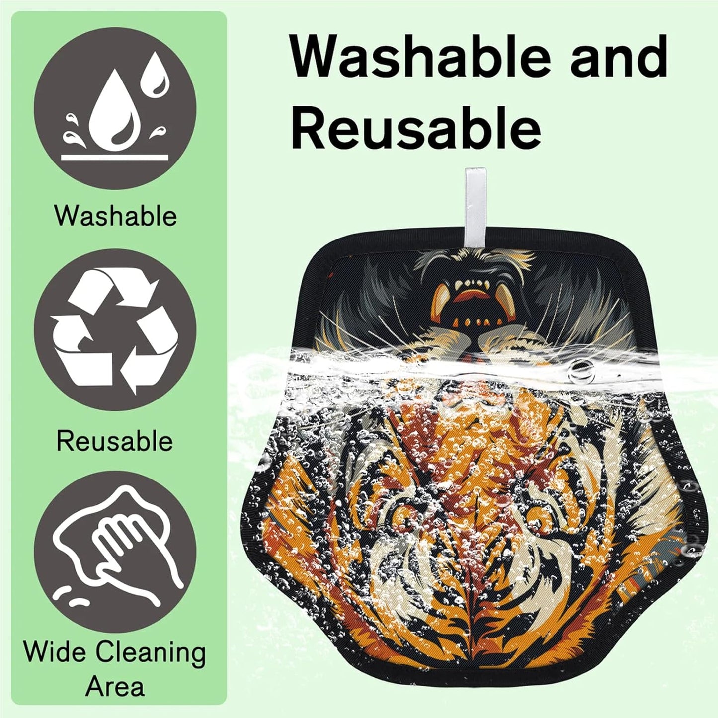 Wild Animal Tiger 2Pcs Electrostatic Reusable Pet Hair