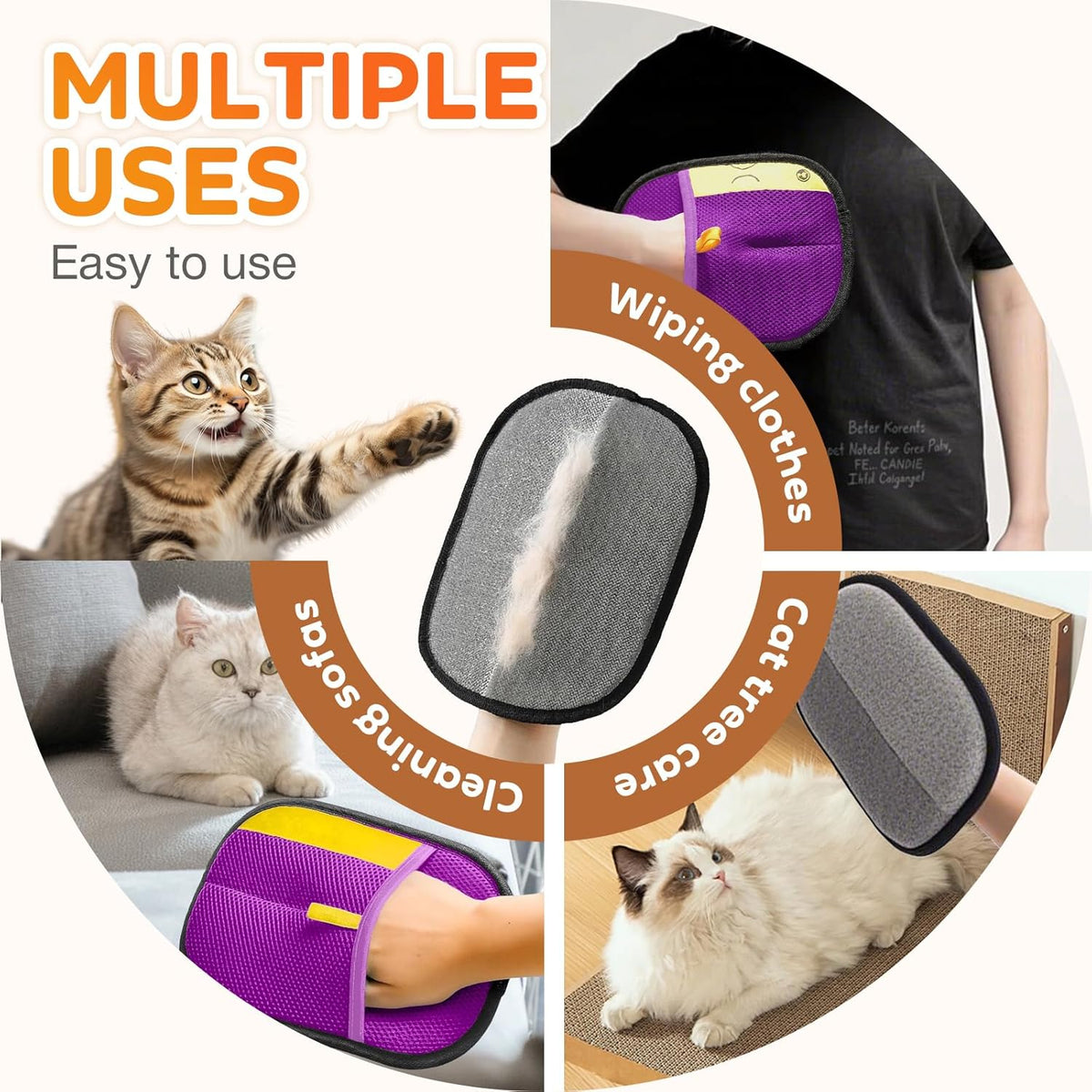 Reusable Pet Hair Remover Gloves – Electrostatic Lint & Fur