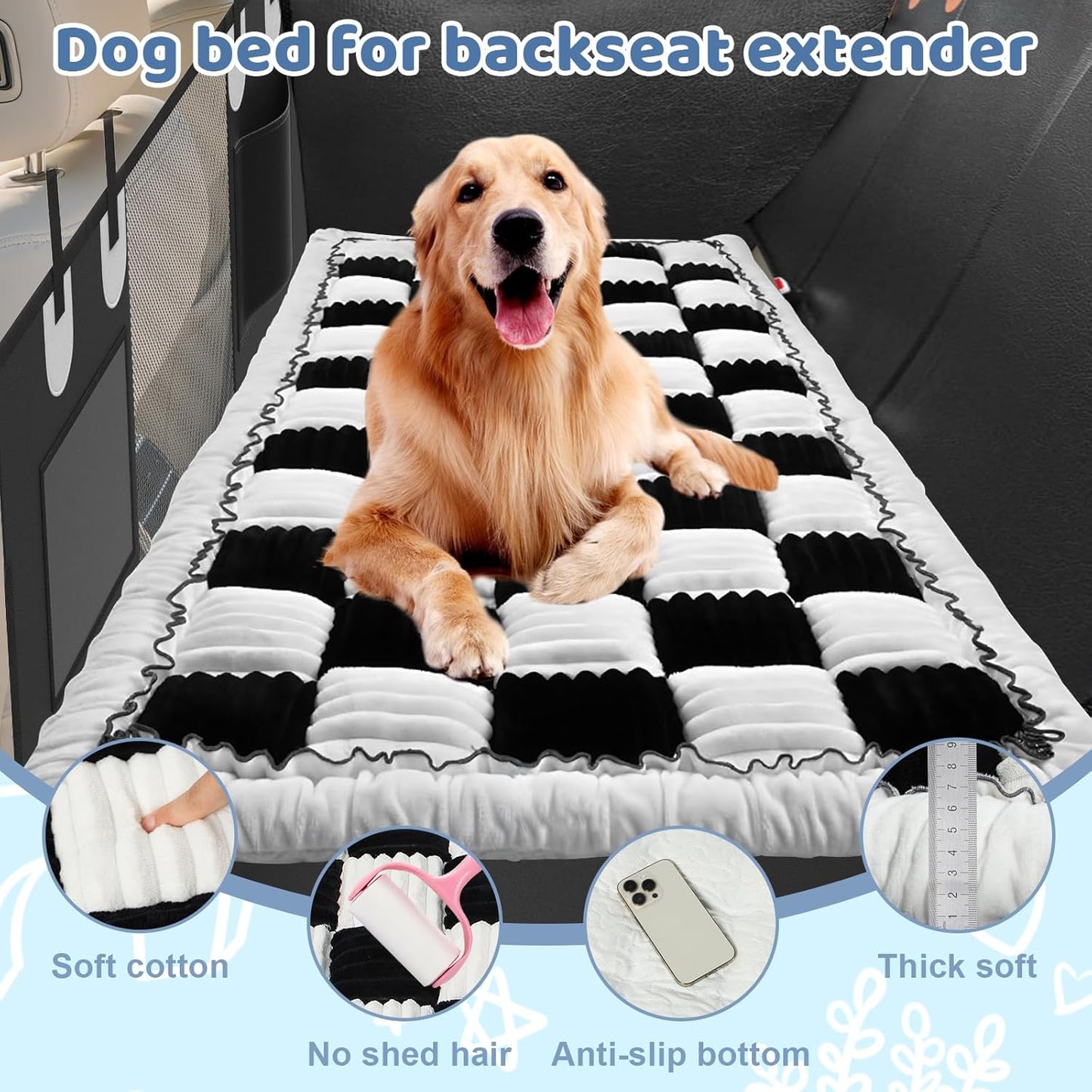 Backseat Dog Bed Mat for Car: 27.6" x 52" Non-Slip Dog Bed