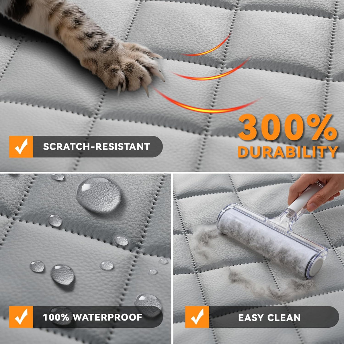 Waterproof Car Front Seat Cover for Dogs, PU Leather Car
