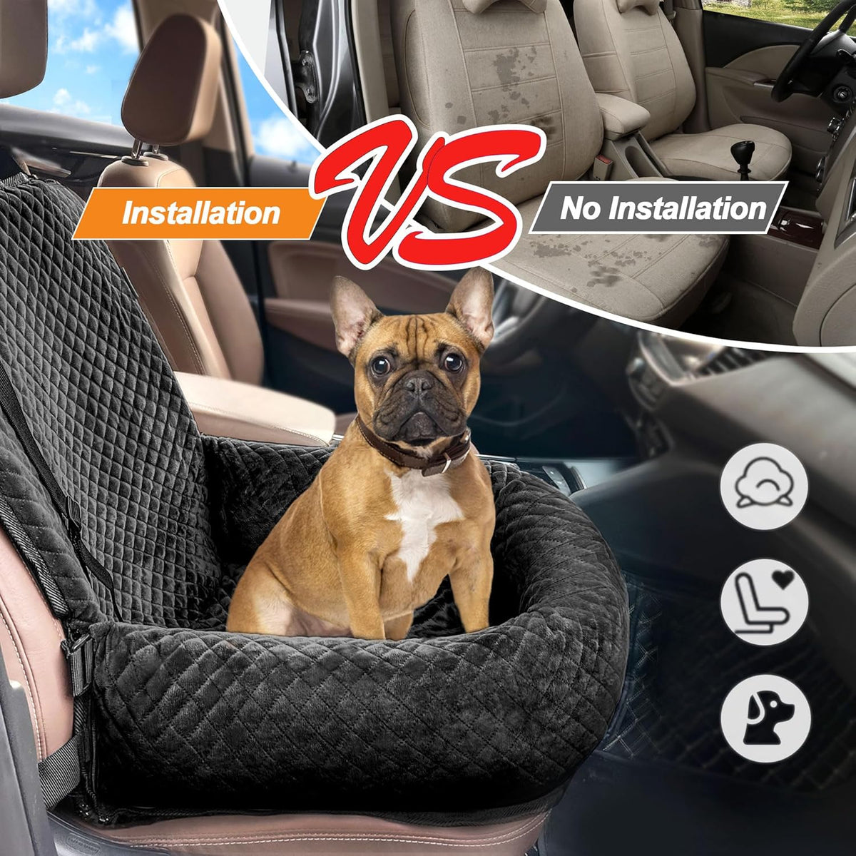Dog Car Seat for Small/Medium Dogs,Dog Car Bed Washable Pet