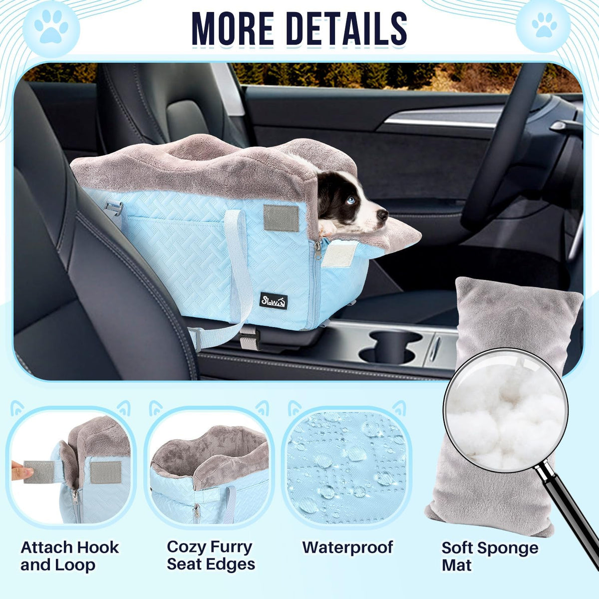 Console Dog Car Seat - Portable Center Dog Car Seat for