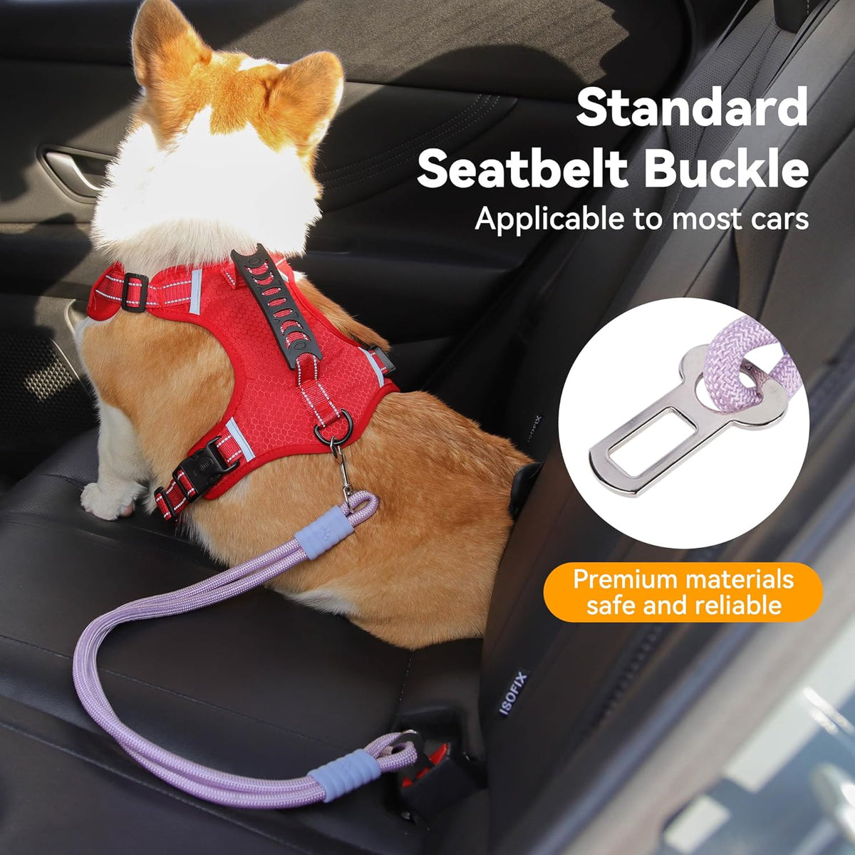 2-in-1 Dog Car Seatbelt Leash & Walking Lead - Heavy Duty
