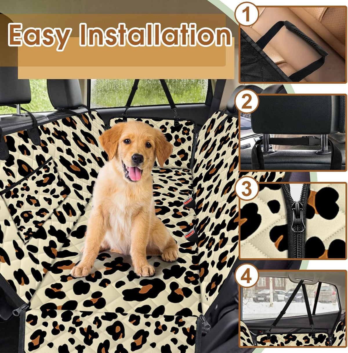 Waterproof Dog Car Seat Cover for Back Seat - Durable, Pet