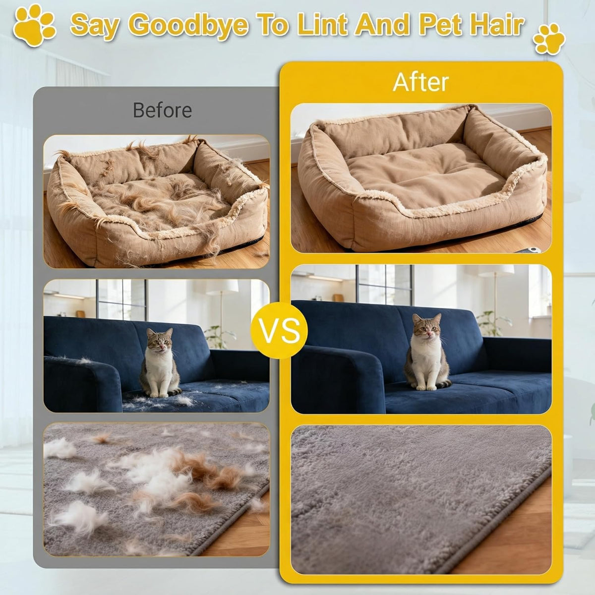 Pet Hair Removal Glove for Cat & Dog,Resuable Five-Finger