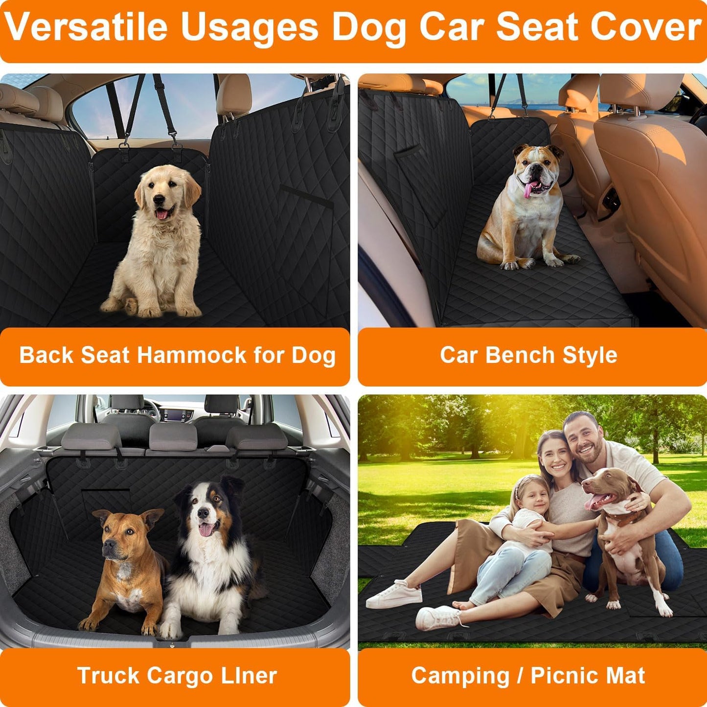 Dog Car Seat Cover for Back Seat Hammock 600D Waterproof