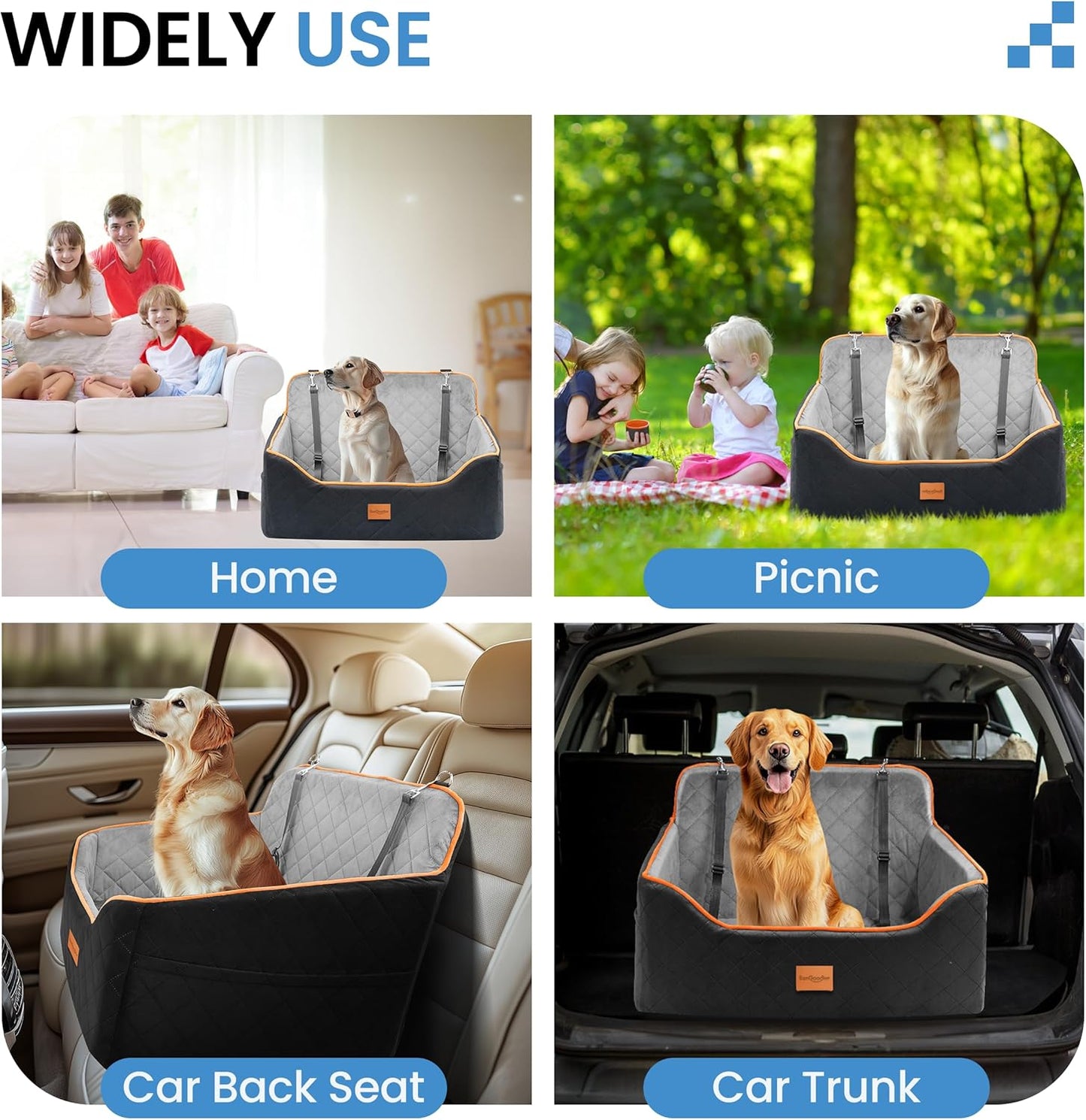 Dog Car Seat for Medium Dogs - Pet Car Seat with 2 Safety