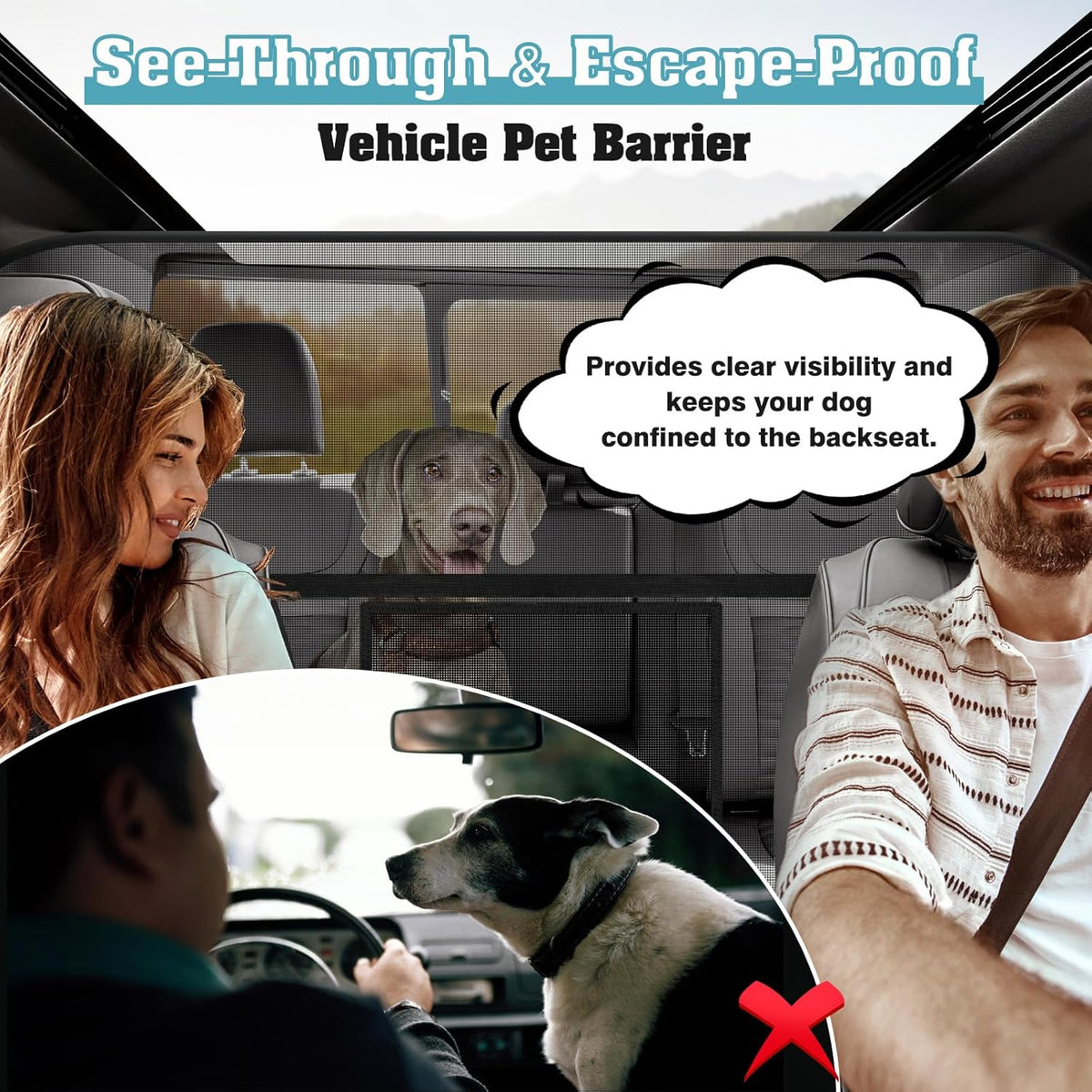 Dog Car Barrier, 61.4" Wide, Car Divider for Trucks, Large