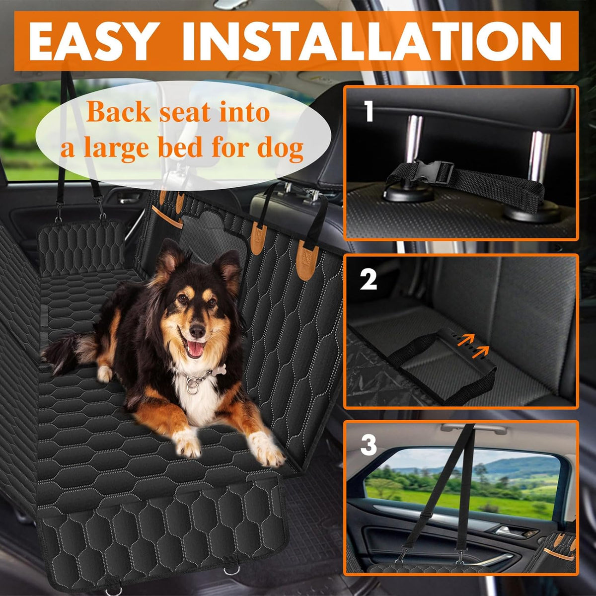 Dog Back Seat Cover, Waterproof Nonslip Dog Hammock for