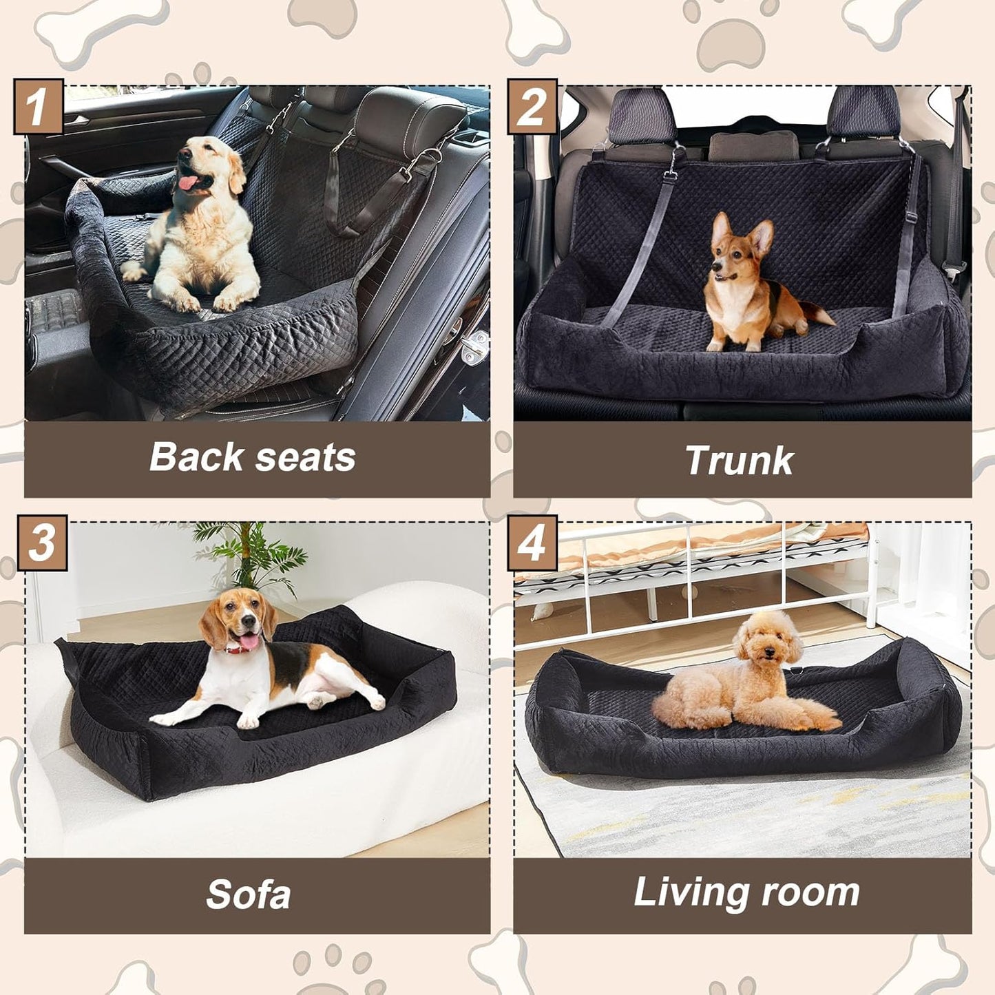 Dog Car Seat Bed for Large Under 100lbs Pet Booster for