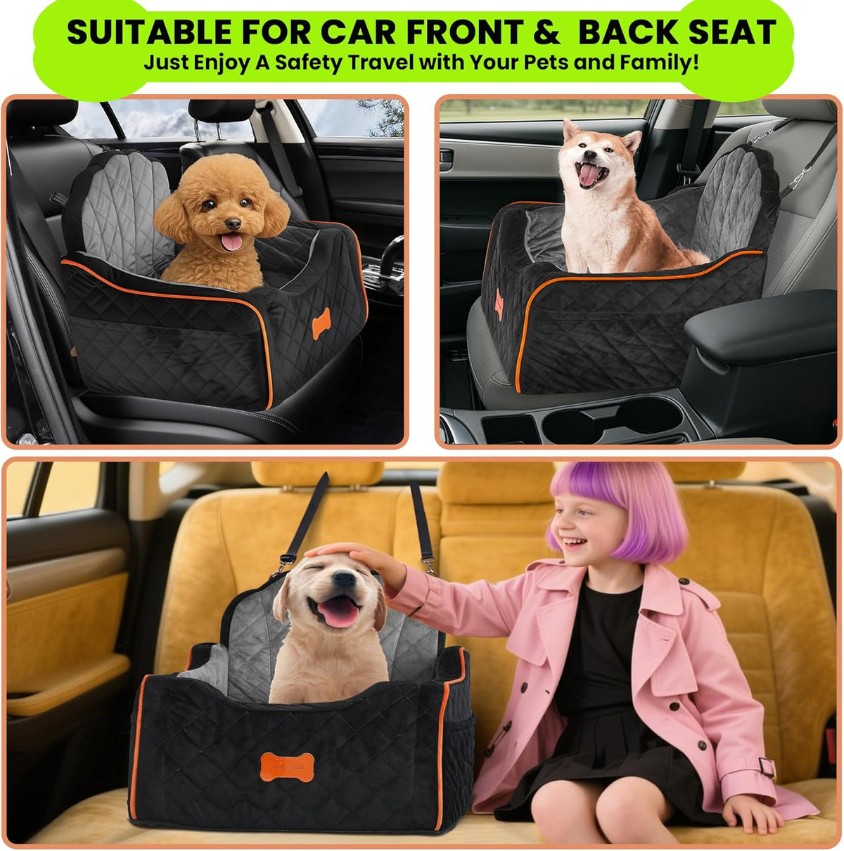 Dog Car Seat for Small Dogs Under 30lbs, Detachable