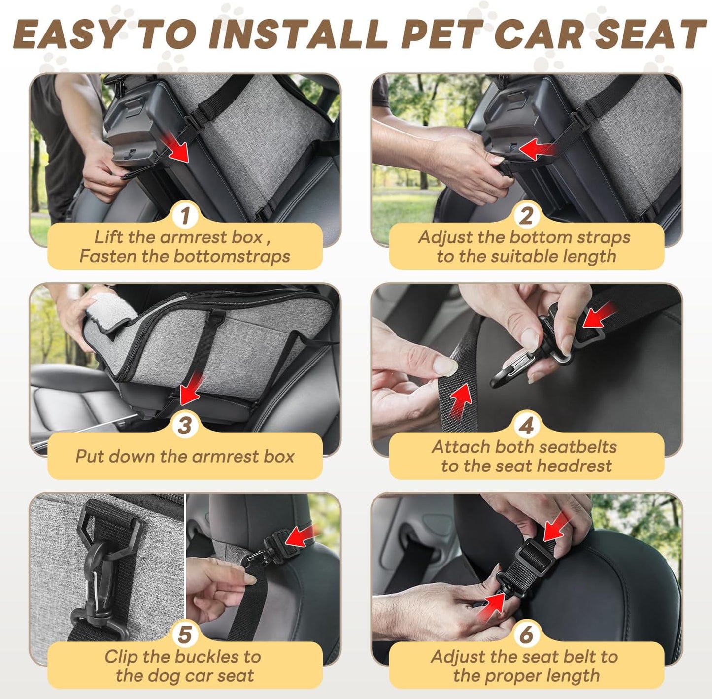 Dog Car Seat Pets Center Console Portable Booster Seats