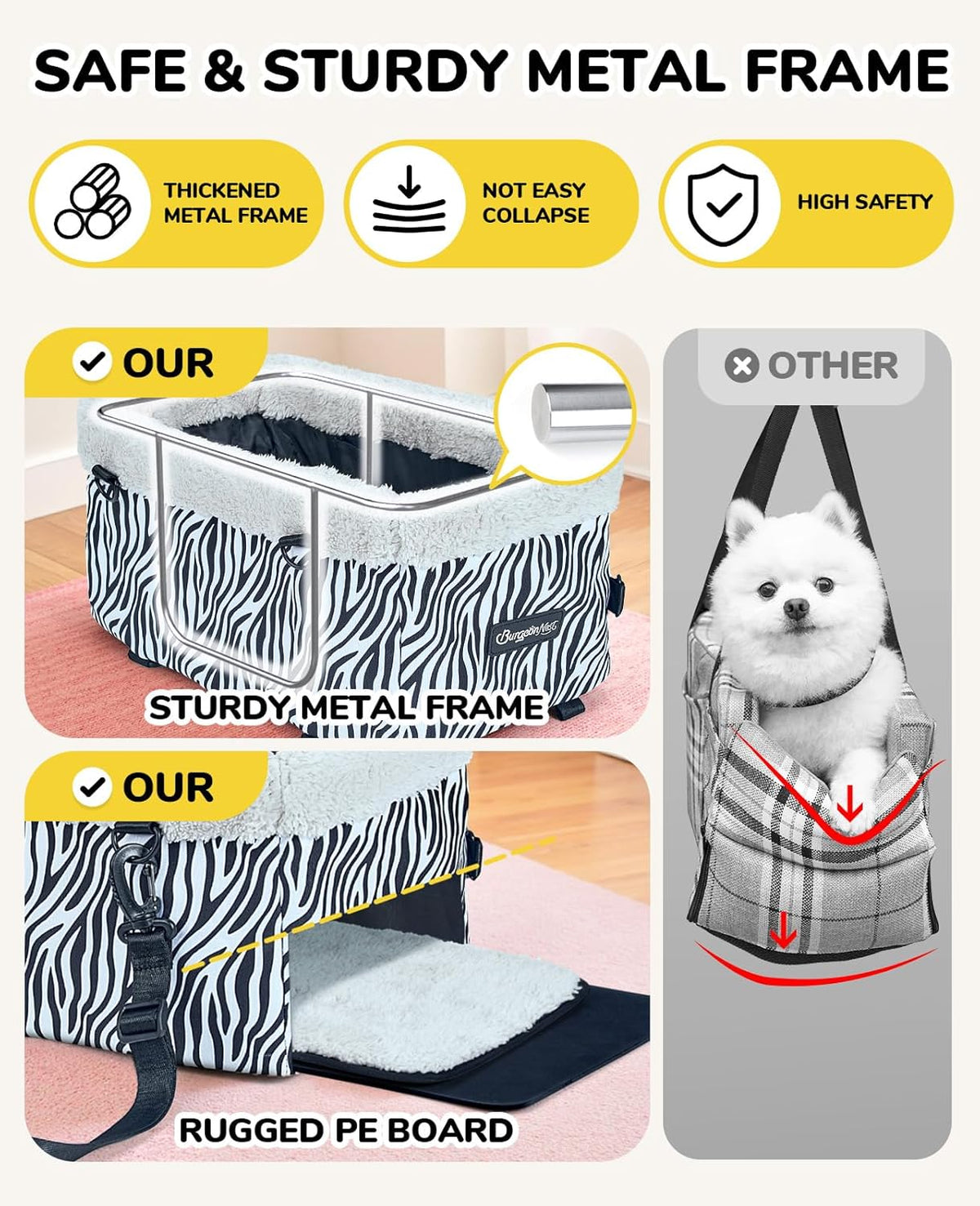 Center Console Dog Car Seat, Puppy Carseat for Small Dogs