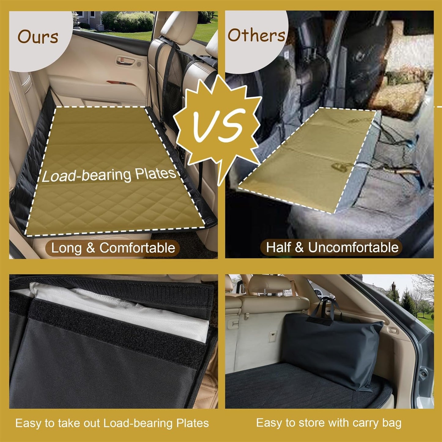 Car Bench Seat Extender for Dogs, Hammock Dog Bed with Firm