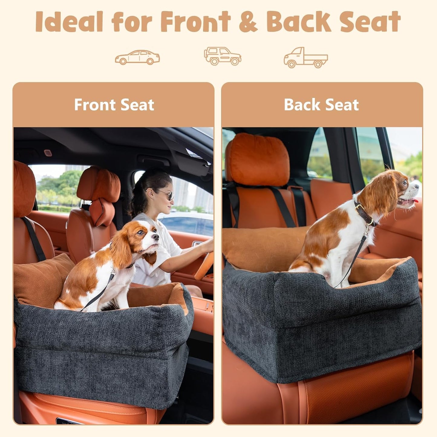 Dog Car Booster Seat for Small/Medium Dogs Under 30 lbs
