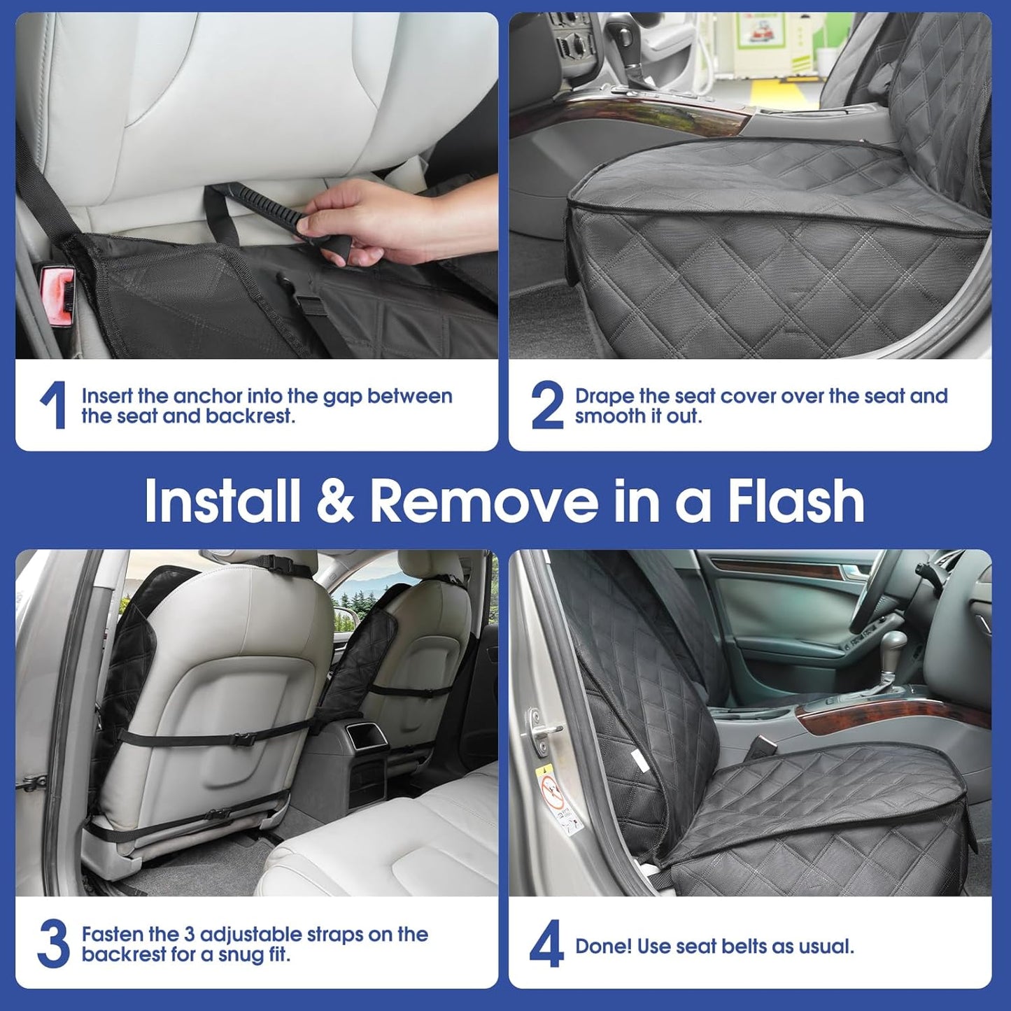 Heavy Duty Front Seat Cover with Side Flaps - Waterproof