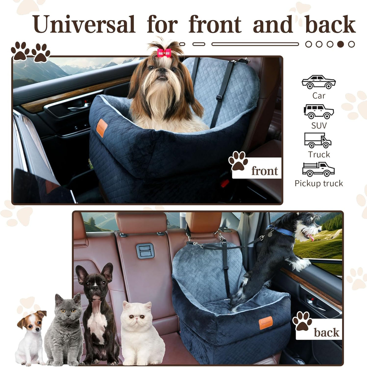 Dog Booster Car Seat for Small/Medium Dogs up to 30