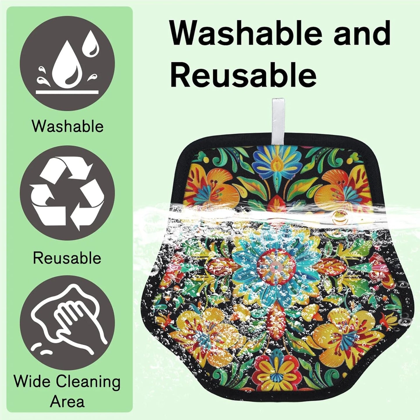 Colorful Flowers Mexican 2Pcs Electrostatic Reusable Pet