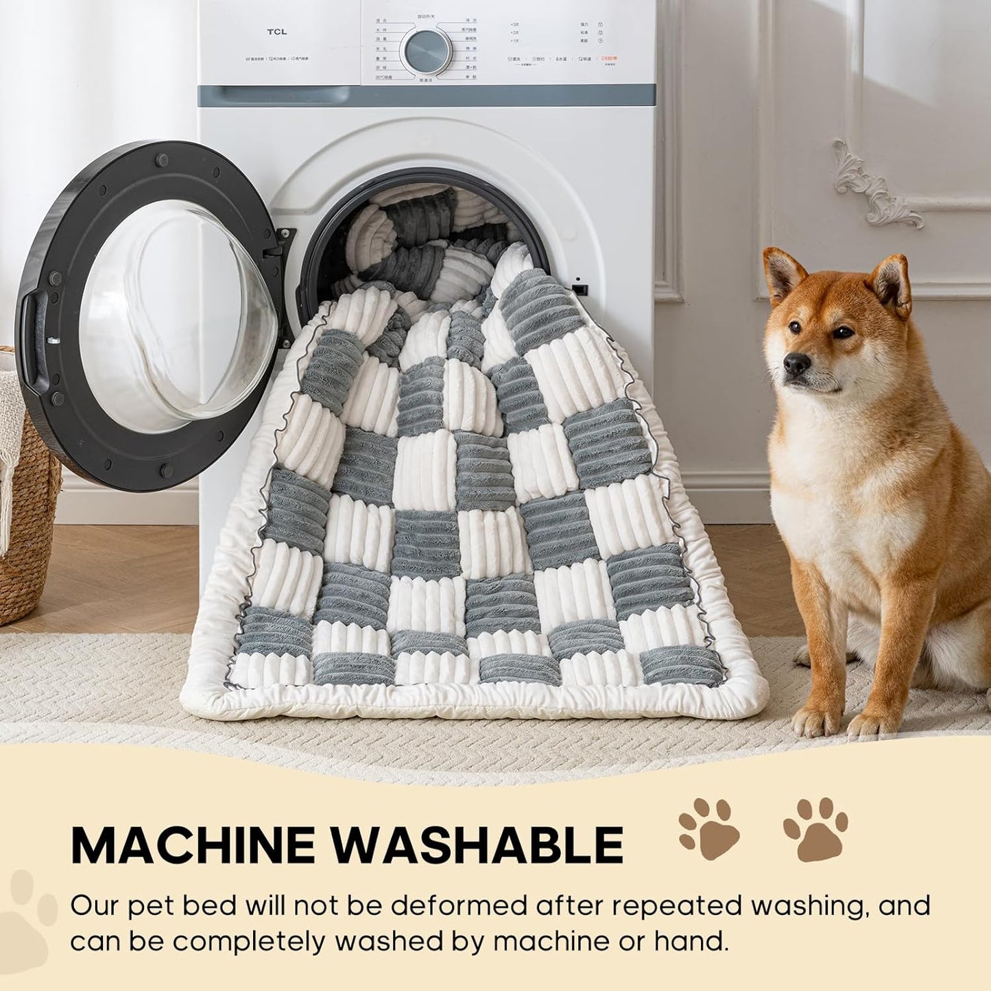 Backseat Pet Bed Mat, Non-Slip Plaid Dog Bed for Car Back