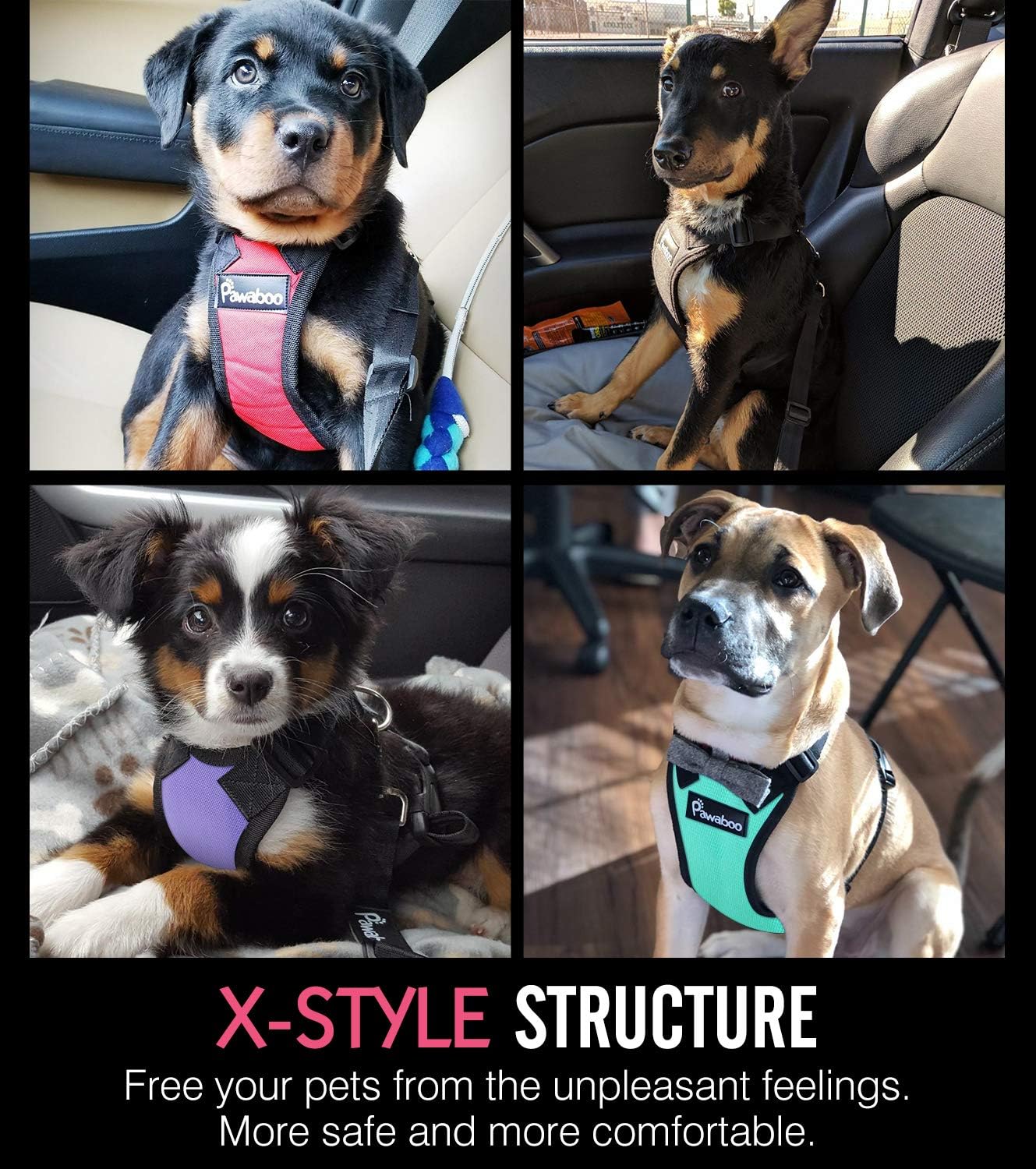Adjustable Dog Safety Vest Harness with Seatbelt, Dog Seat