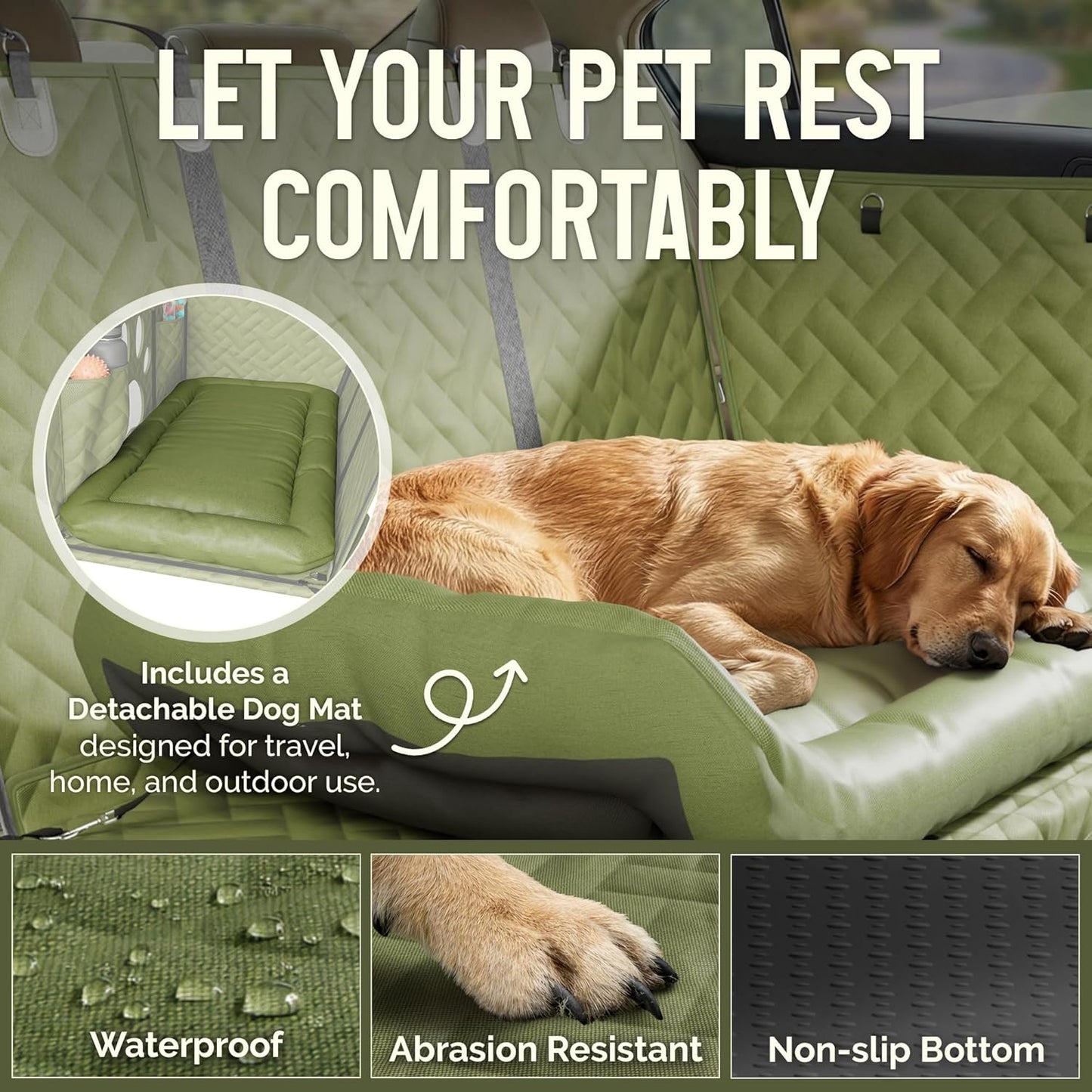 Dog Car Seat Cover for Back Seat - Dog Hammock Car with