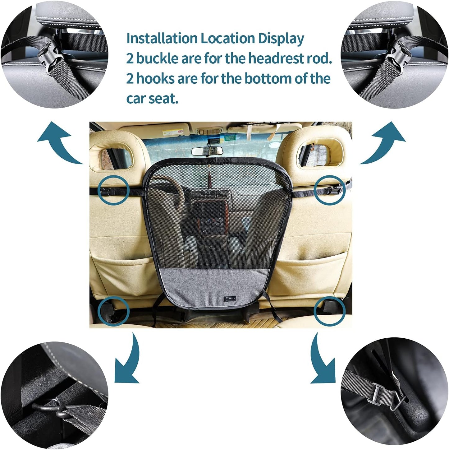 Dog Car Barrier Vehicle Pet Barrier Backseat Mesh Dog Car