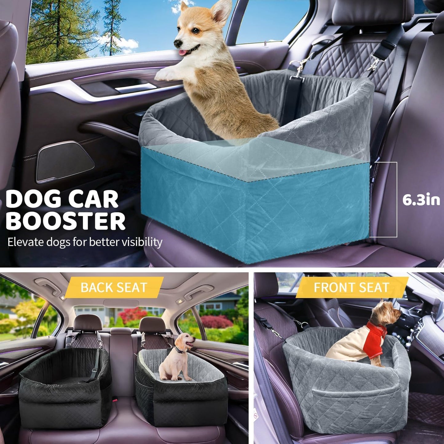 Dog Car Seat for Small/Medium Dogs, Upgrade Dog Booster