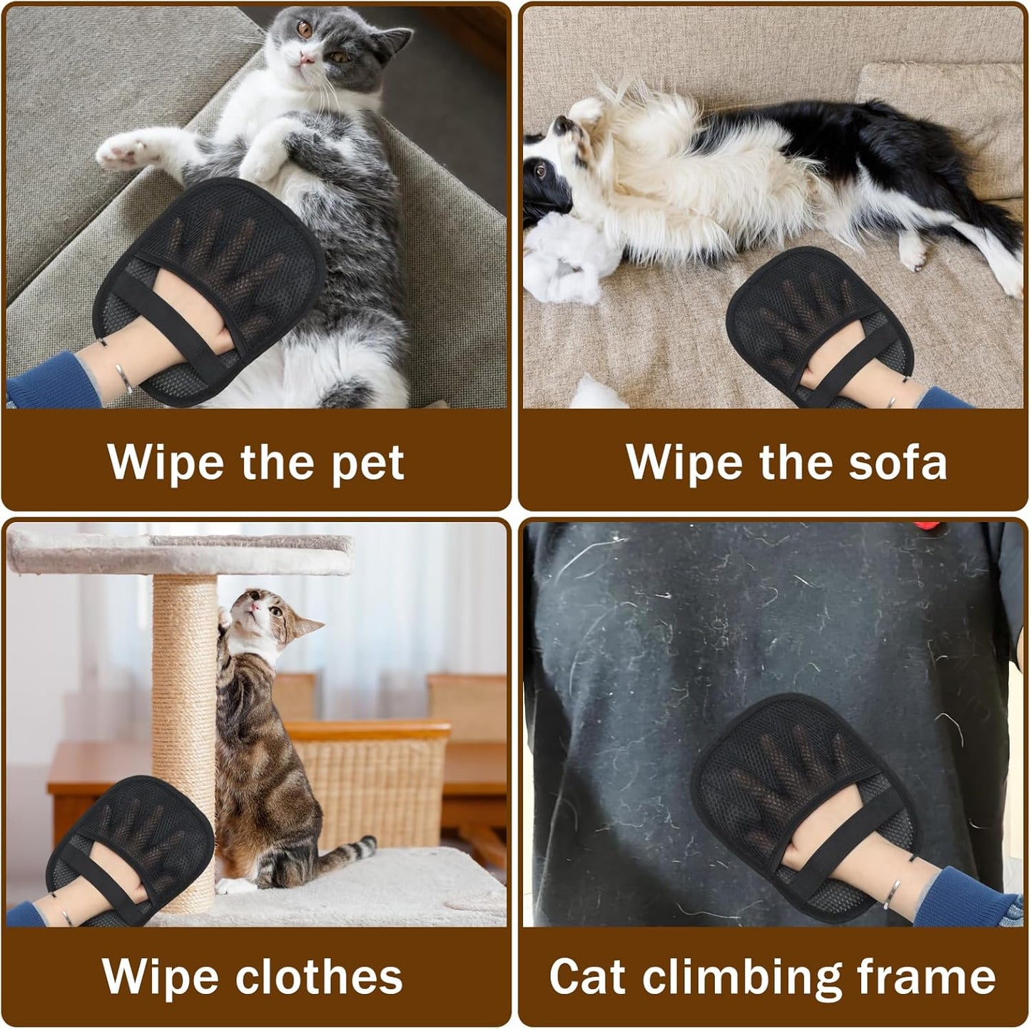 2pcs Pet Hair Removal Gloves and 1pcs Comb,Electrostatic