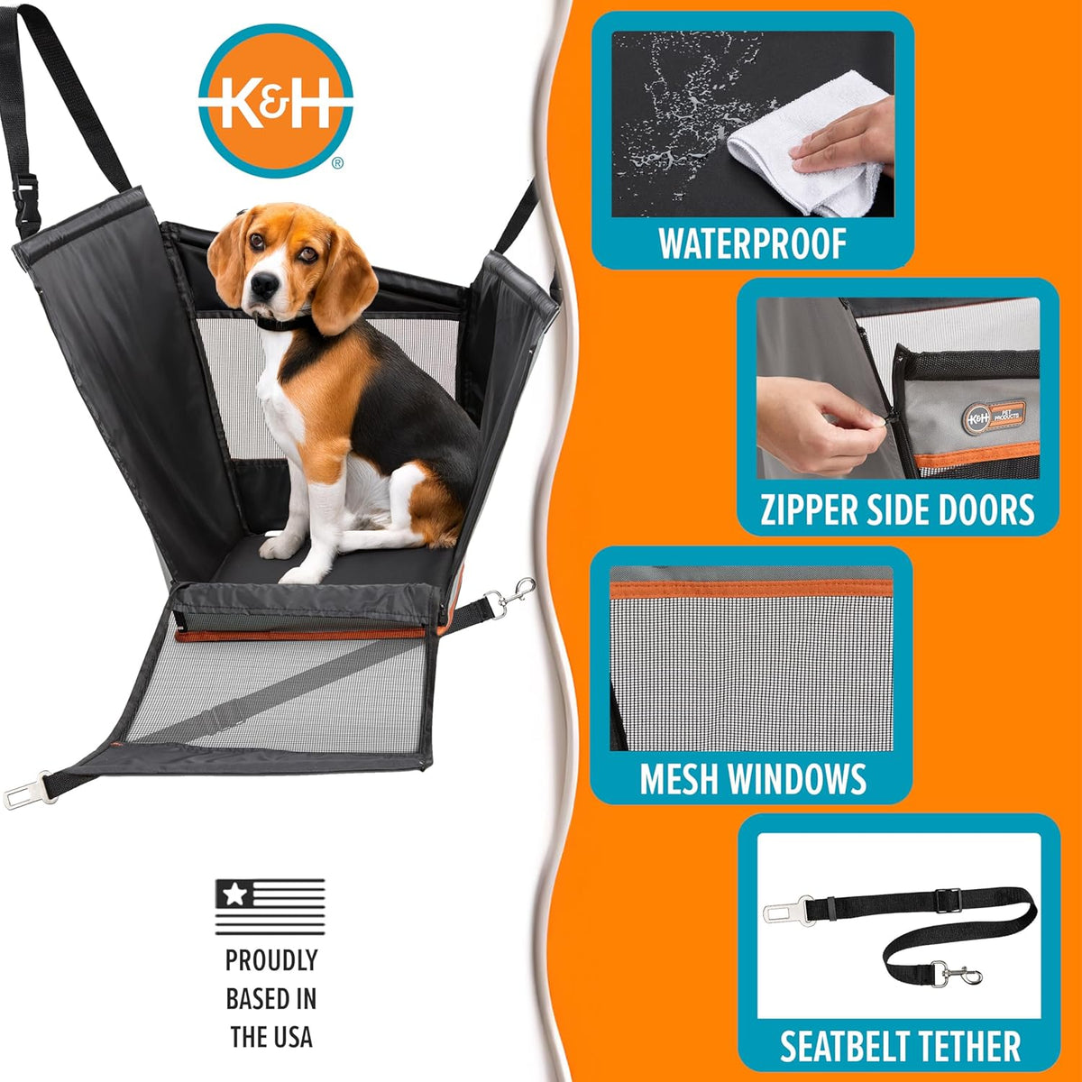 Buckle N Go Dog Car Seat for Medium Dogs, Waterproof