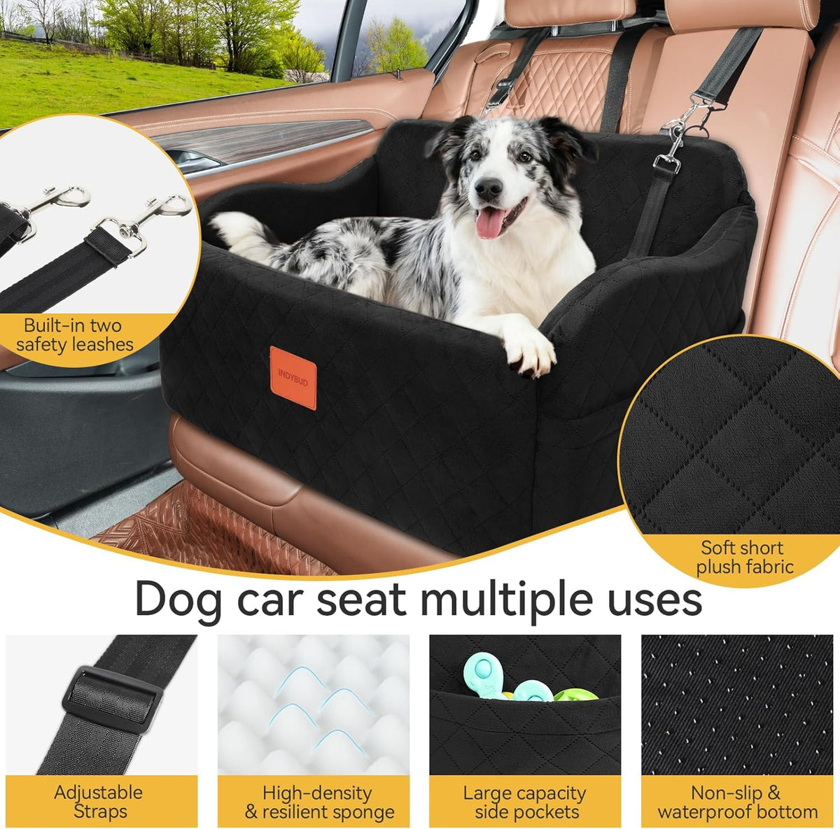Dog Car Seat for Medium/Large Dogs, Memory Foam Pet Booster