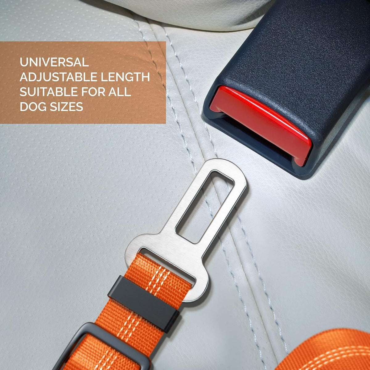 Adjustable Dog Car Harness | Seat Belt for Pets with Elastic Bungee Buffer | Essential Travel Accessory - Orange