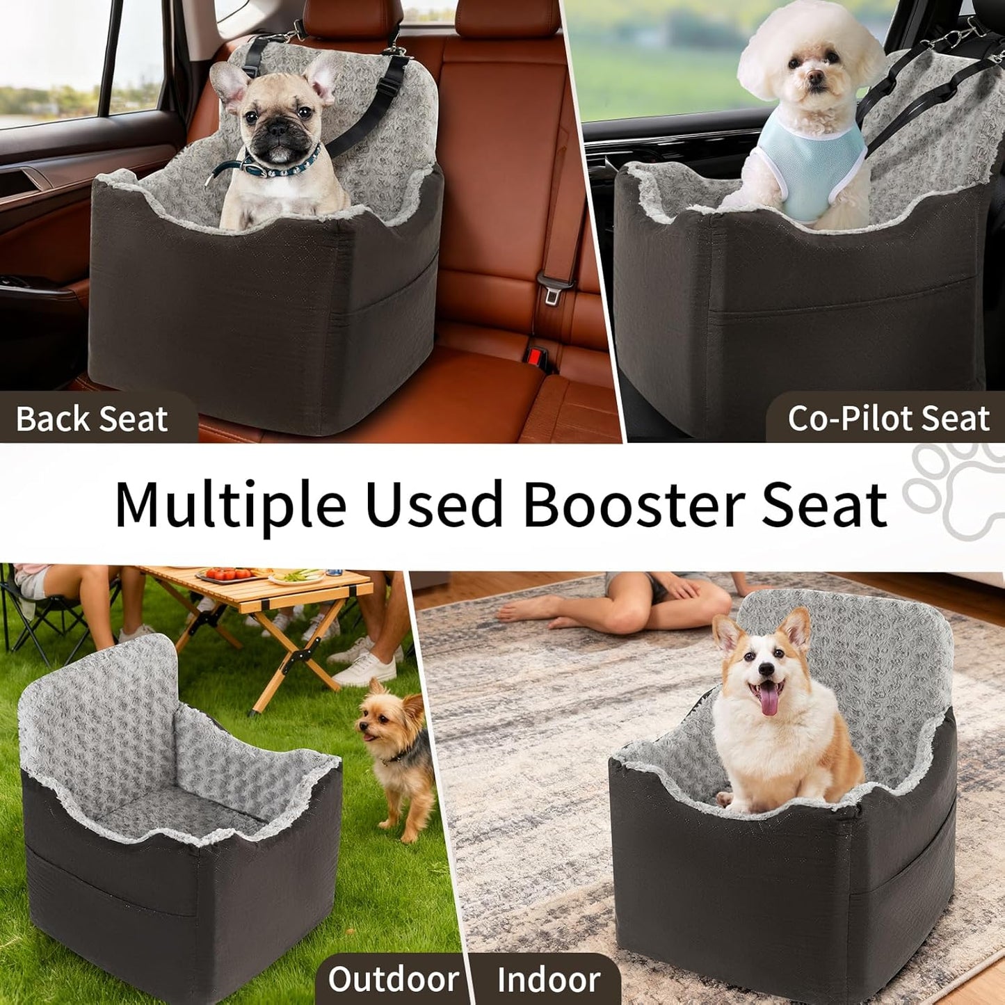 Dog Car Seat for Small Medium Dogs - 6.7inch Elevated Dog