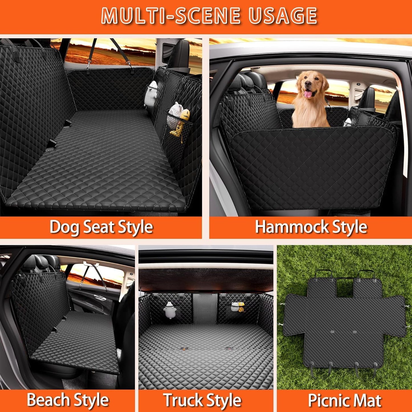 Back Seat Extender for Dogs - Large Space, Waterproof Dog