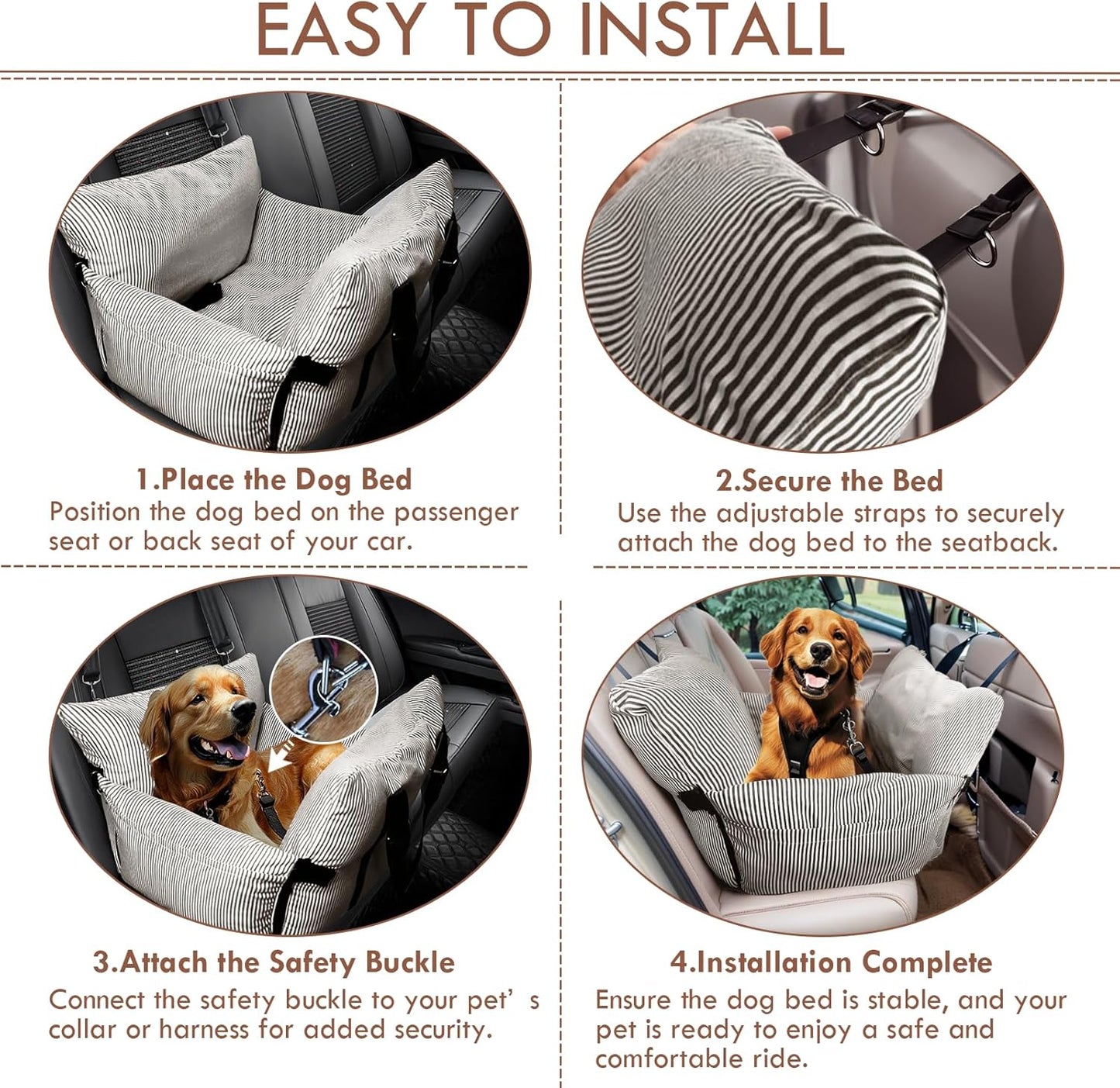Dog Car Seat for Small/Medium Dogs Under 40 lbs - Elevated