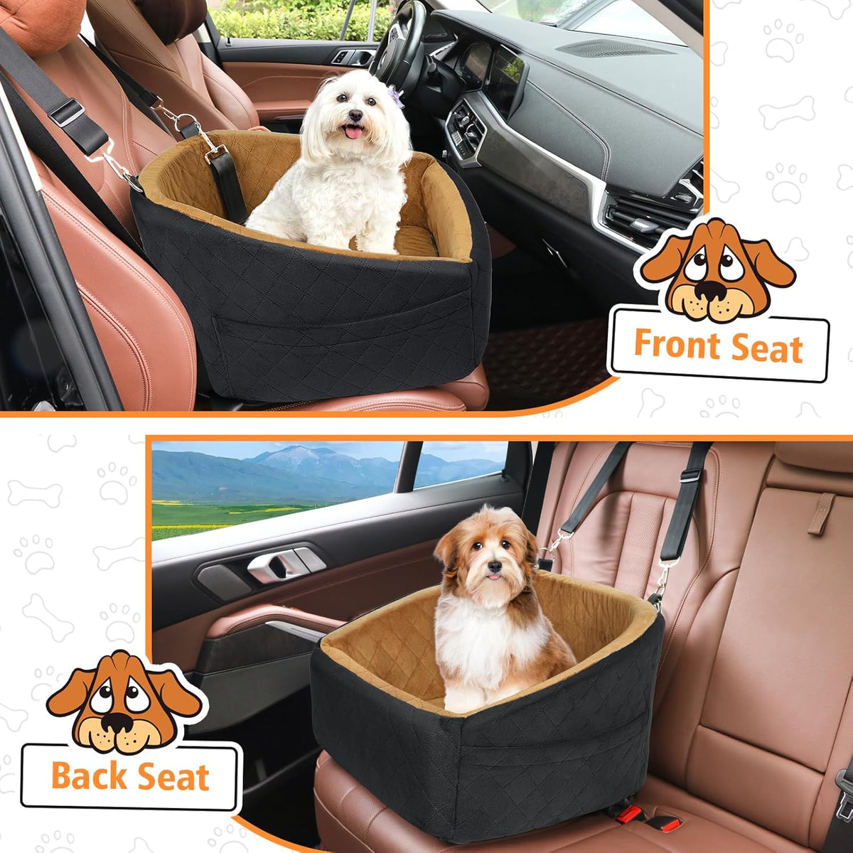 Dog Car Seat for Small Medium Dogs,Detachable Washable Dog