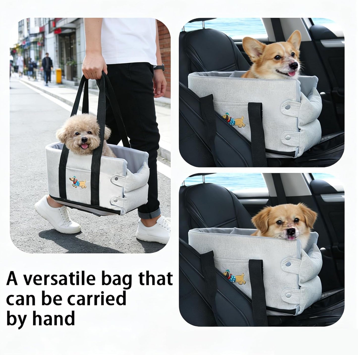 FurryGo Small Dog Car Seat for Travel, Elevated Pet Booster