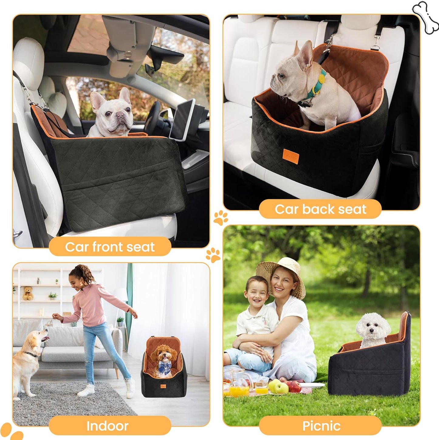 Dog Car Seat for Small Dog with Washable Mat, Memory Foam