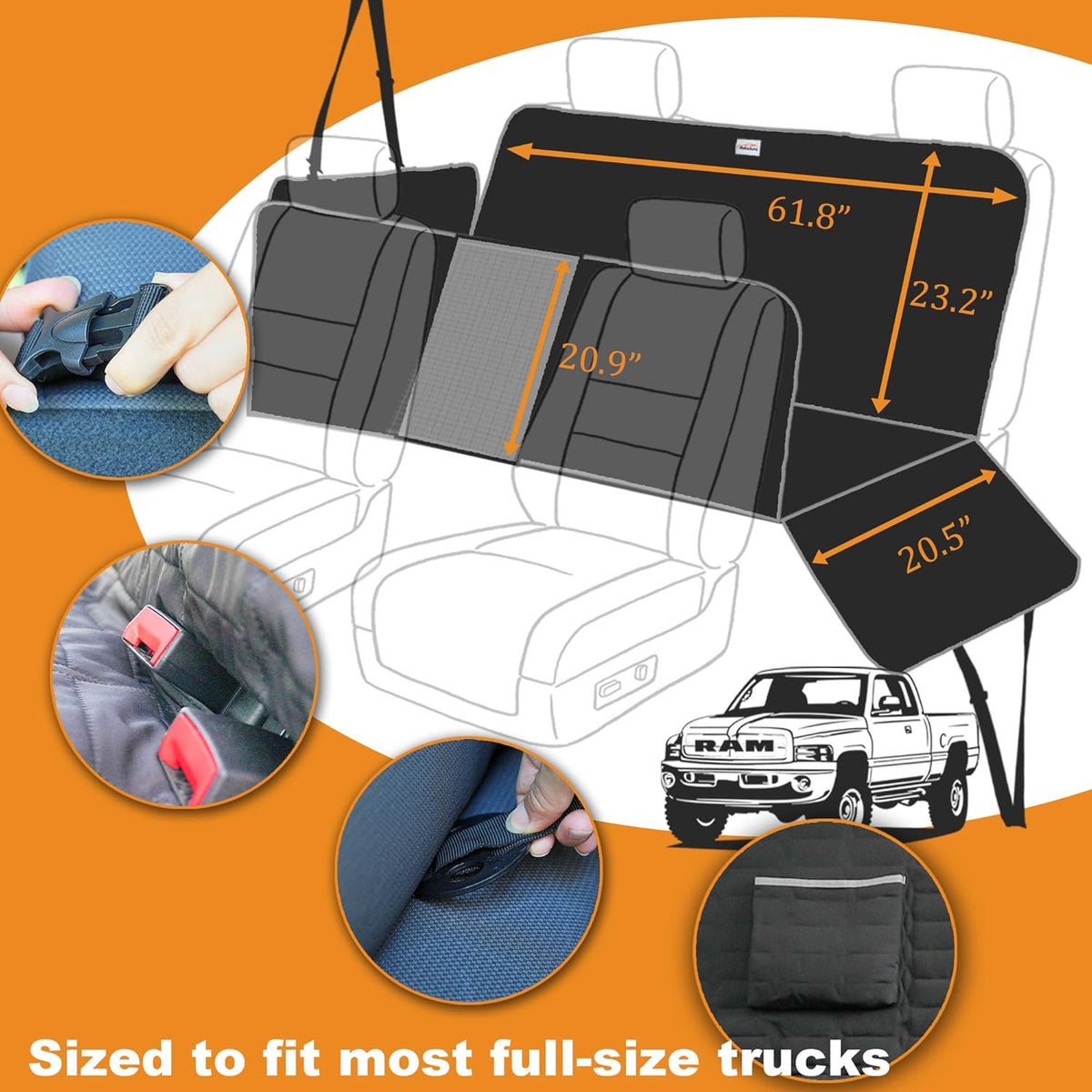 Dog Hammock for Truck,Dog Car Seat Cover for Back Seat