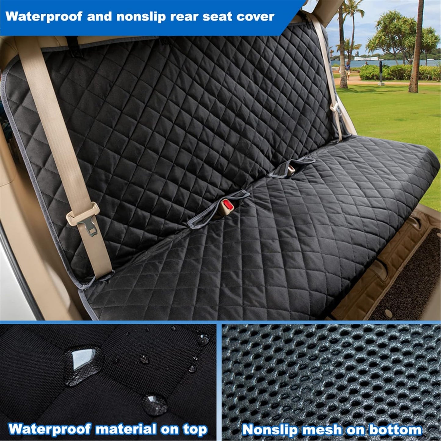 Bench Car Seat Cover Protector - Waterproof, Heavy-Duty and