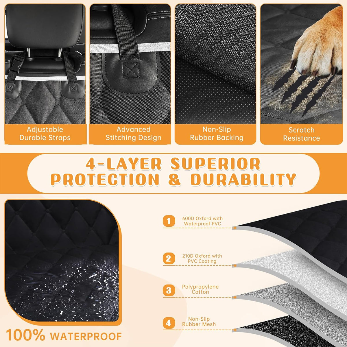Dog Car Seat Cover for Back Seat , Long-Lasting and Soft
