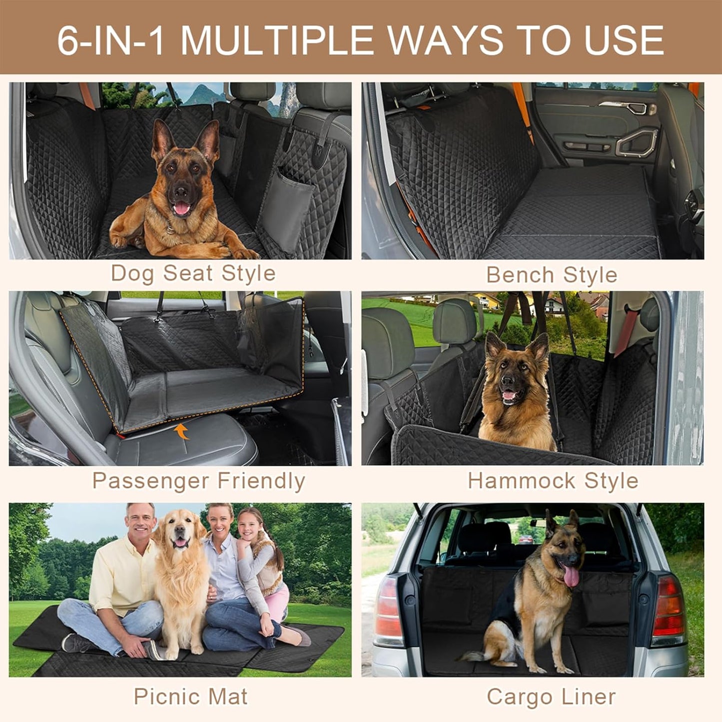 Hard Bottom Dog Seat Cover for Back Seat, Waterproof Back