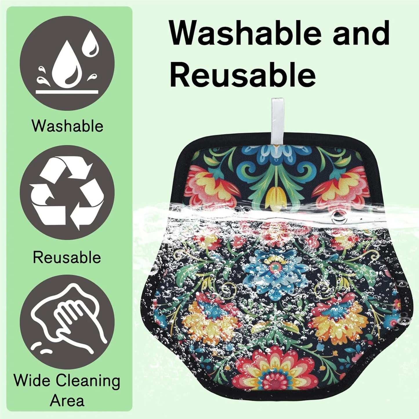 Colorful Mexican Flowers 2Pcs Electrostatic Reusable Pet